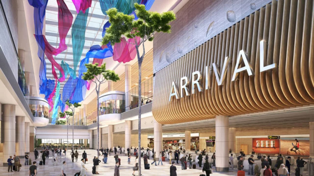Singapore Changi Airport Terminal 4 arrival hall rendering