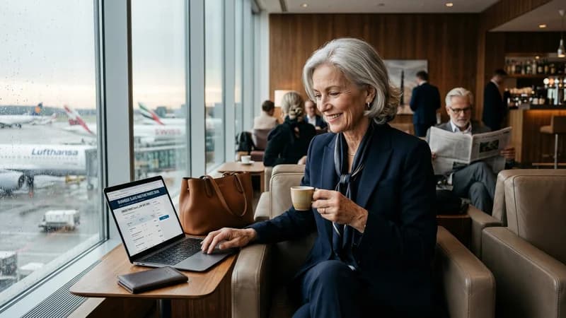 Traveler in premium lounge