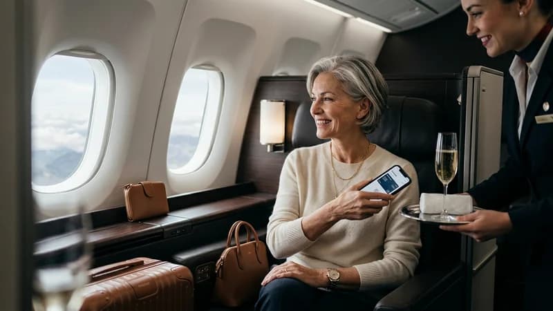 Traveler enjoying premium experience