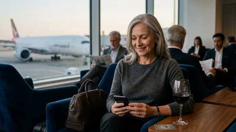 Traveler in premium lounge