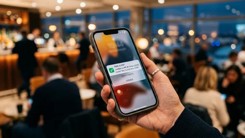 Fare alert notification on smartphone