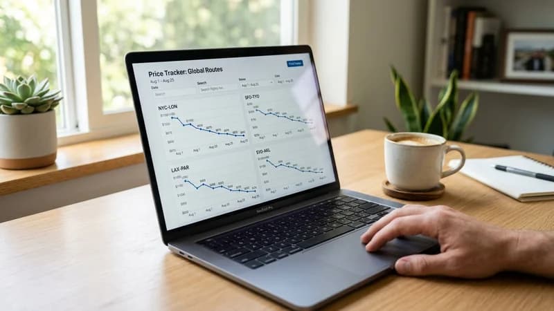 Price tracking dashboard on laptop