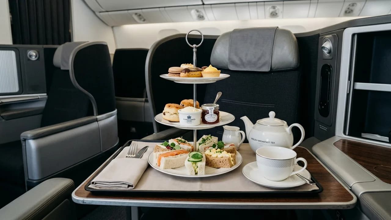 British Airways business class afternoon tea