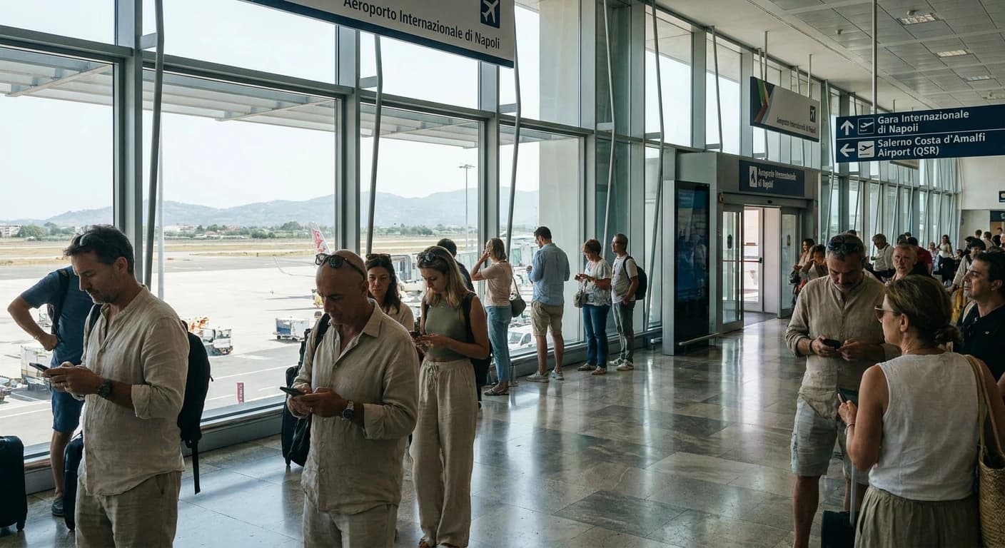 Naples Capodichino Airport terminal with coastal Italy arrival ambiance