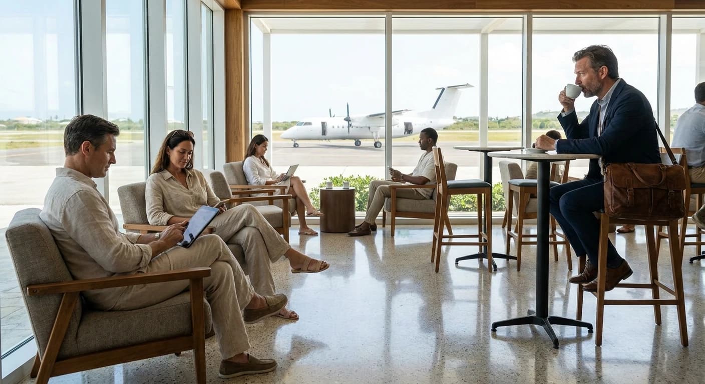 Intimate arrival terminal at Clayton J. Lloyd International Airport in Anguilla
