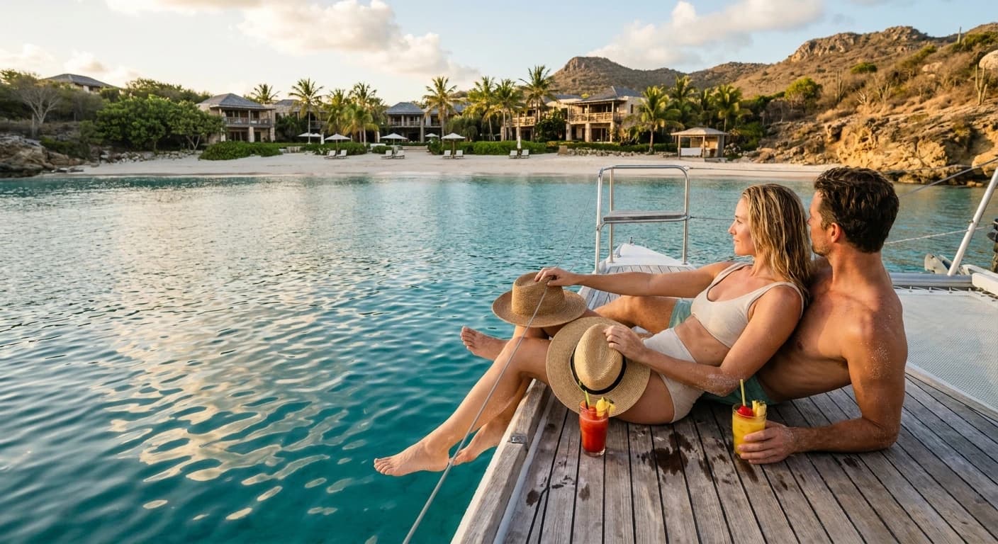 Luxury resort pool and beachfront cabanas at a premier Anguilla property