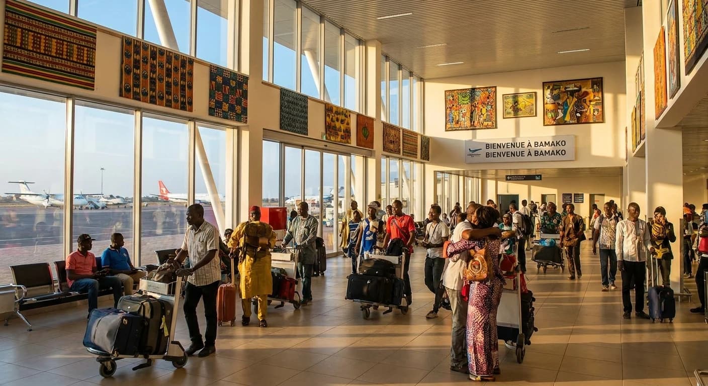 International arrivals terminal at Modibo Keïta International Airport in Bamako, Mali