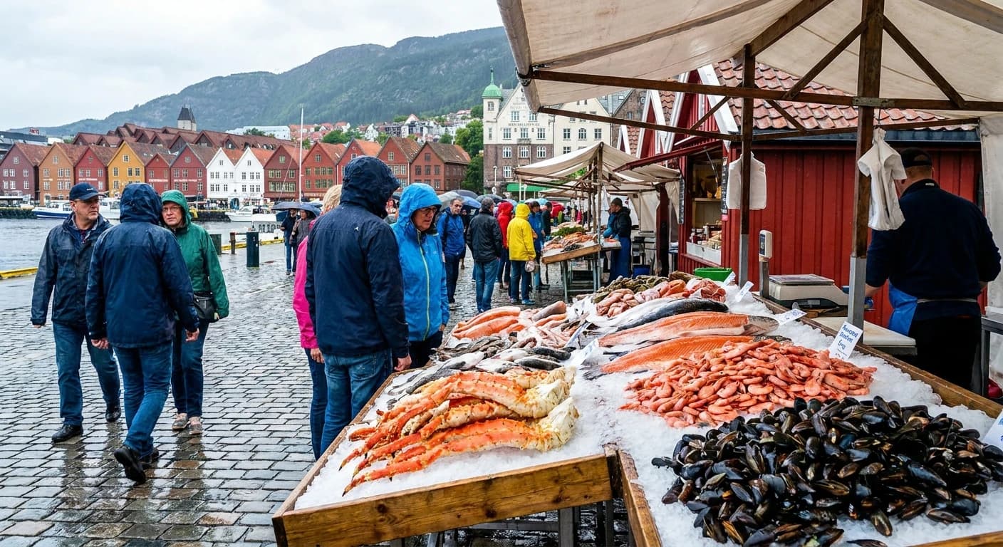 Fresh Norwegian seafood at Bergen Fish Market