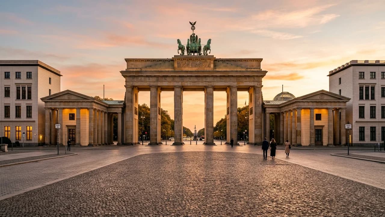 Iconic landmark in Berlin, Germany at golden hour