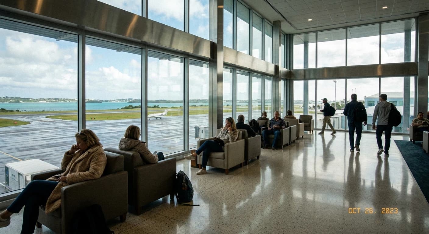 Modern international terminal interior at L.F. Wade International Airport Bermuda