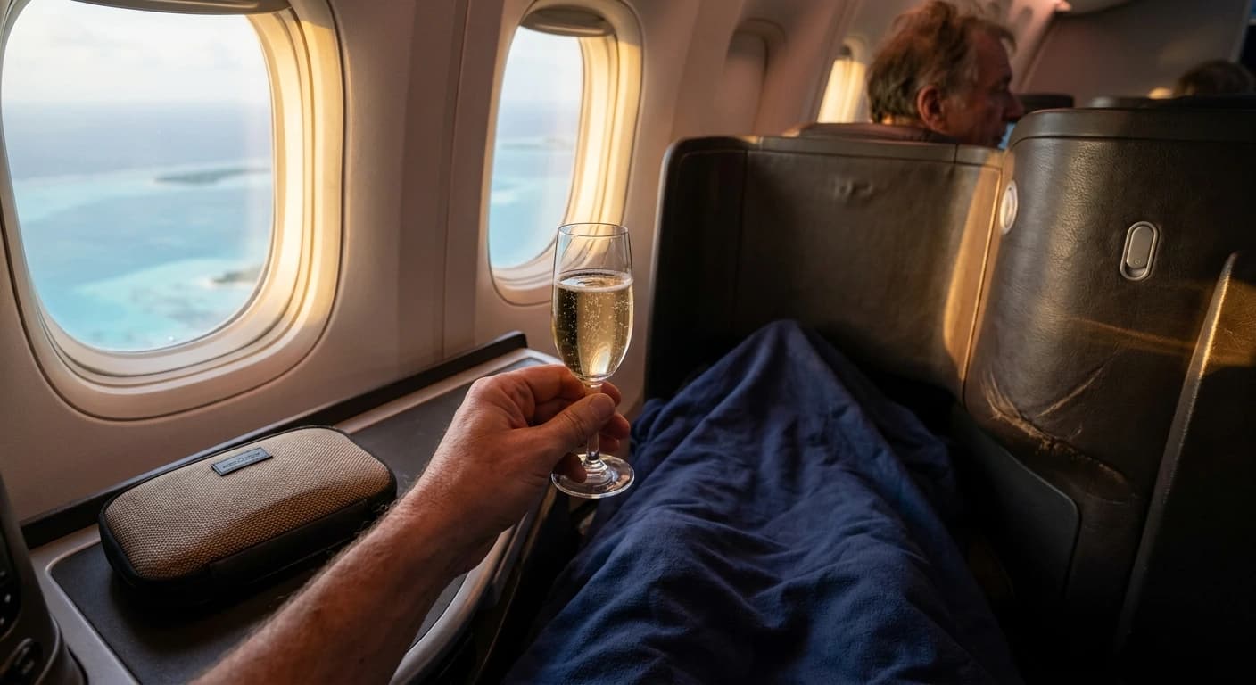 Air Tahiti Nui Poerava business class lie-flat cabin with Polynesian-inspired design