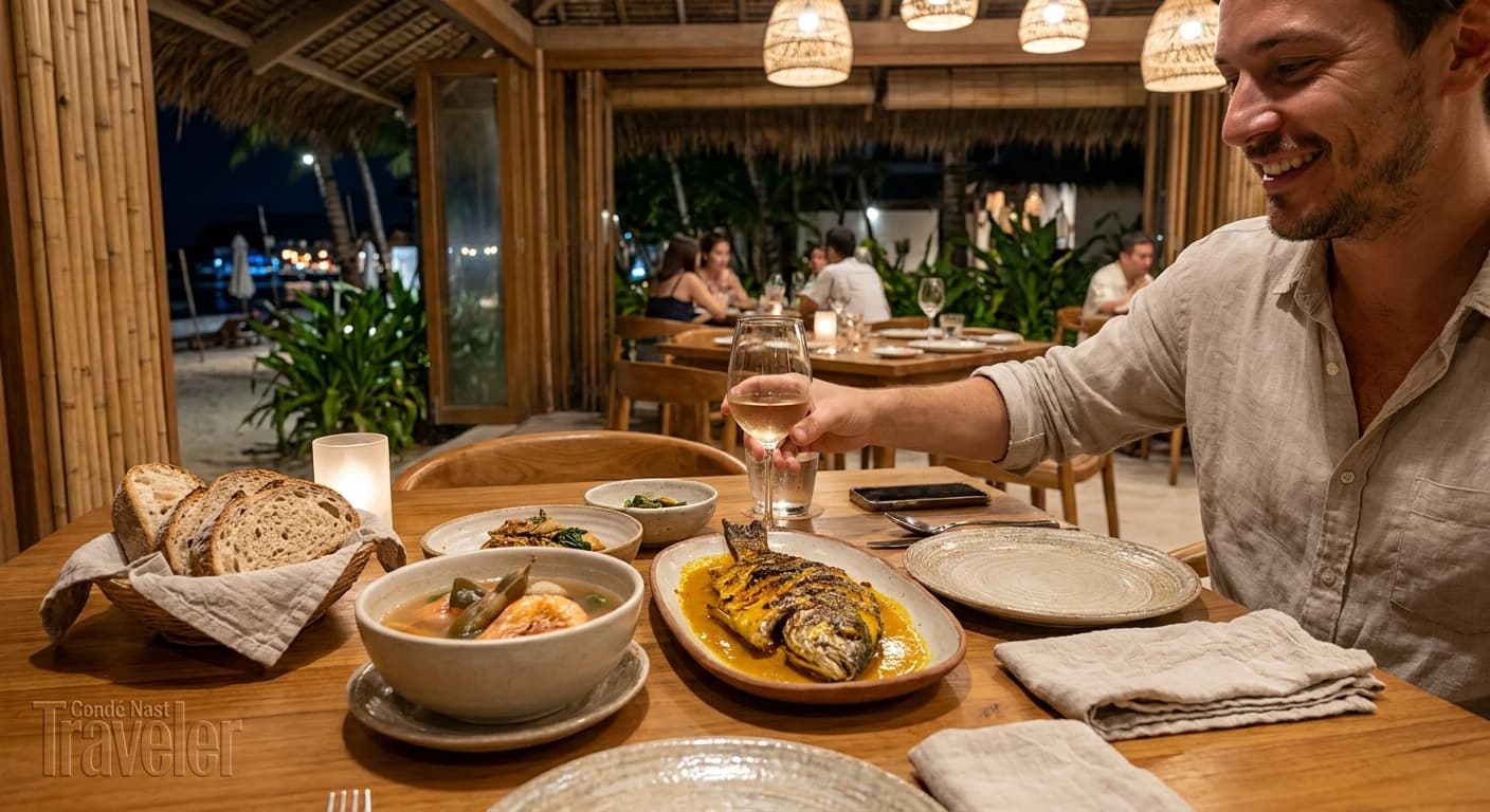 Fresh seafood and Filipino cuisine served beachfront at sunset in Boracay