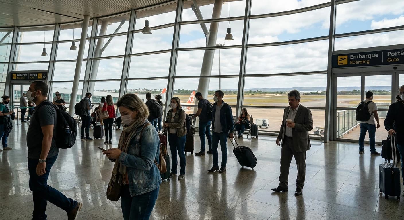 Modern terminal interior at Presidente Juscelino Kubitschek International Airport in Brasília