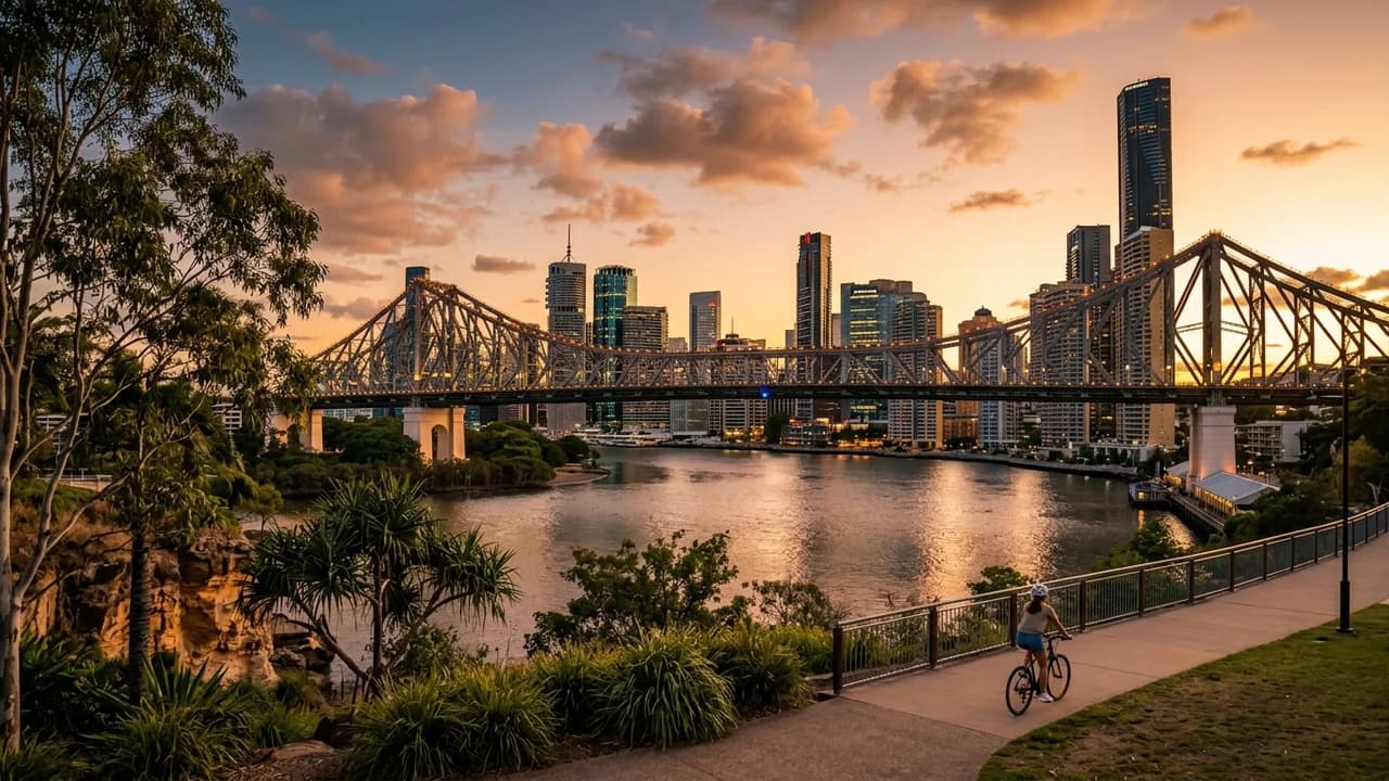 Iconic landmark in Brisbane, Australia at golden hour