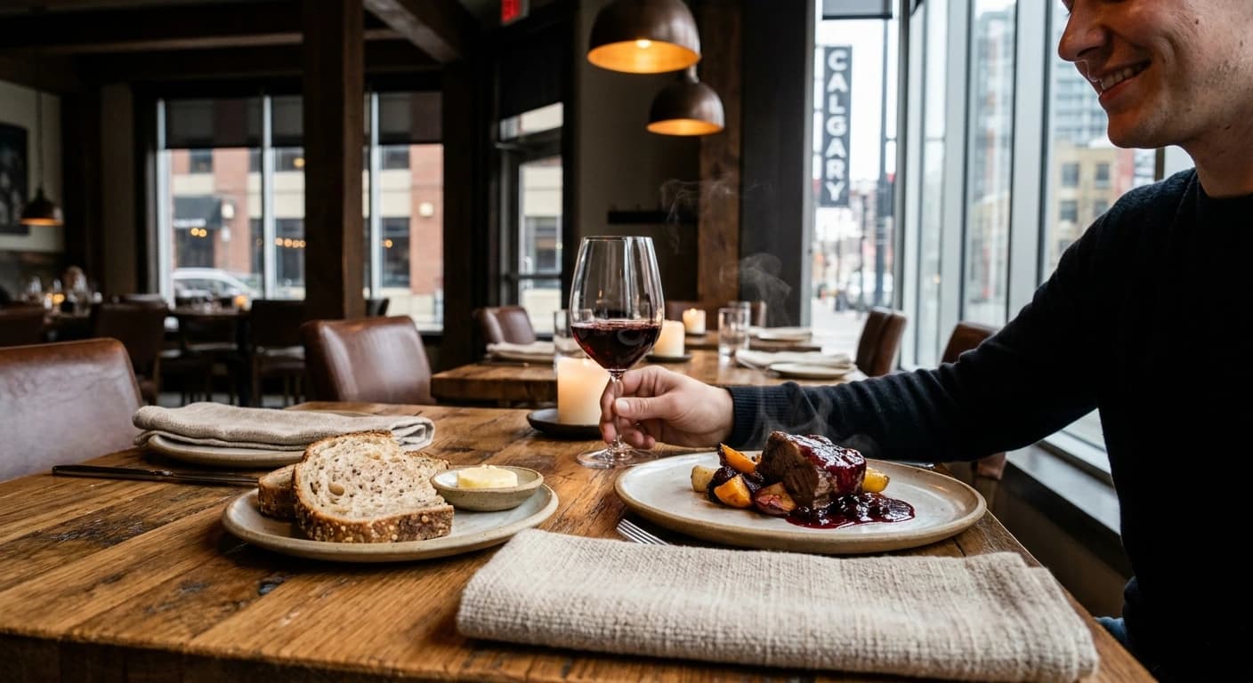 Elegant fine dining experience featuring Alberta beef in Calgary restaurant