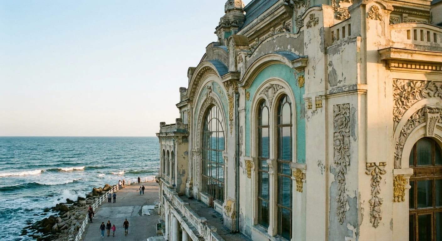 Art Nouveau facade of the historic Constanța Casino overlooking the Black Sea