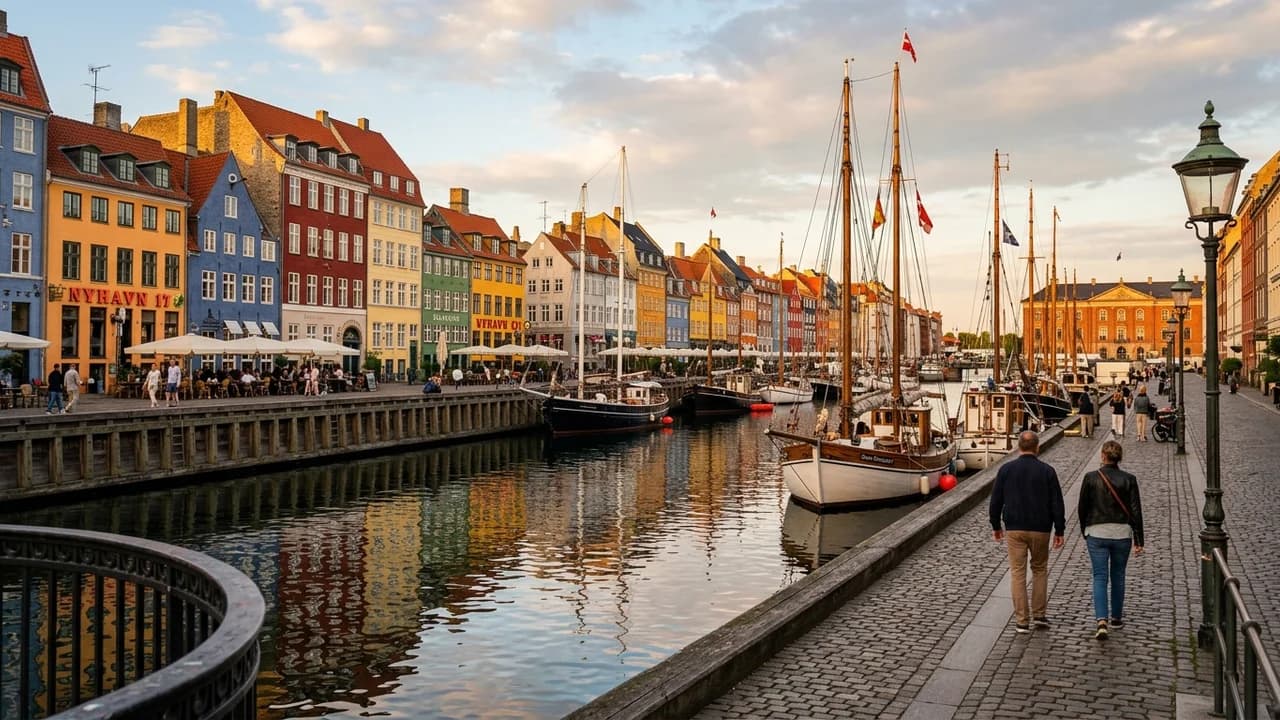 Iconic landmark in Copenhagen, Denmark at golden hour