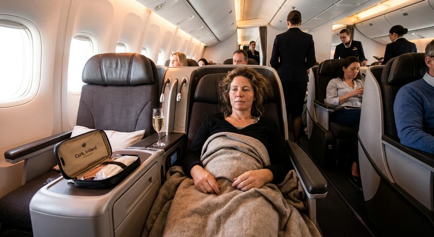 Aer Lingus business class cabin with lie-flat seats and premium Irish hospitality