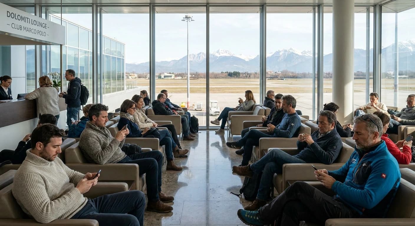 Venice Marco Polo Airport international arrivals terminal — gateway to Cortina d'Ampezzo