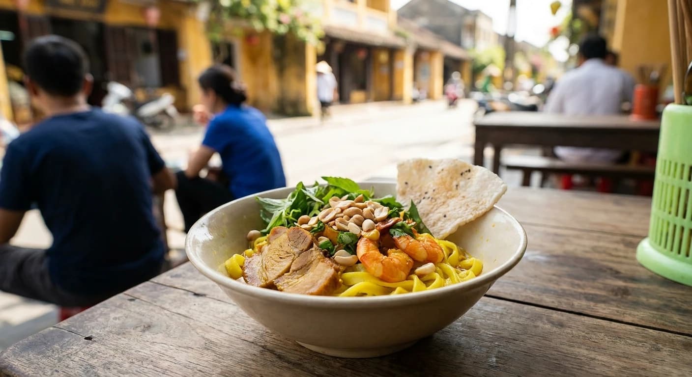 Traditional central Vietnamese mi quang noodle dish