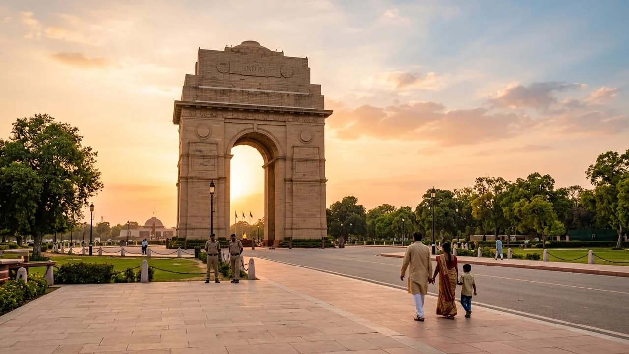 Iconic landmark in Delhi, India at golden hour