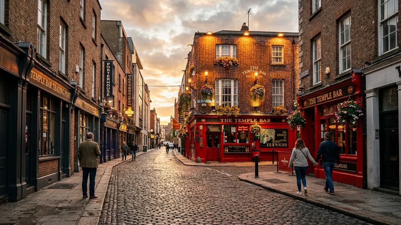 Iconic landmark in Dublin, Ireland at golden hour