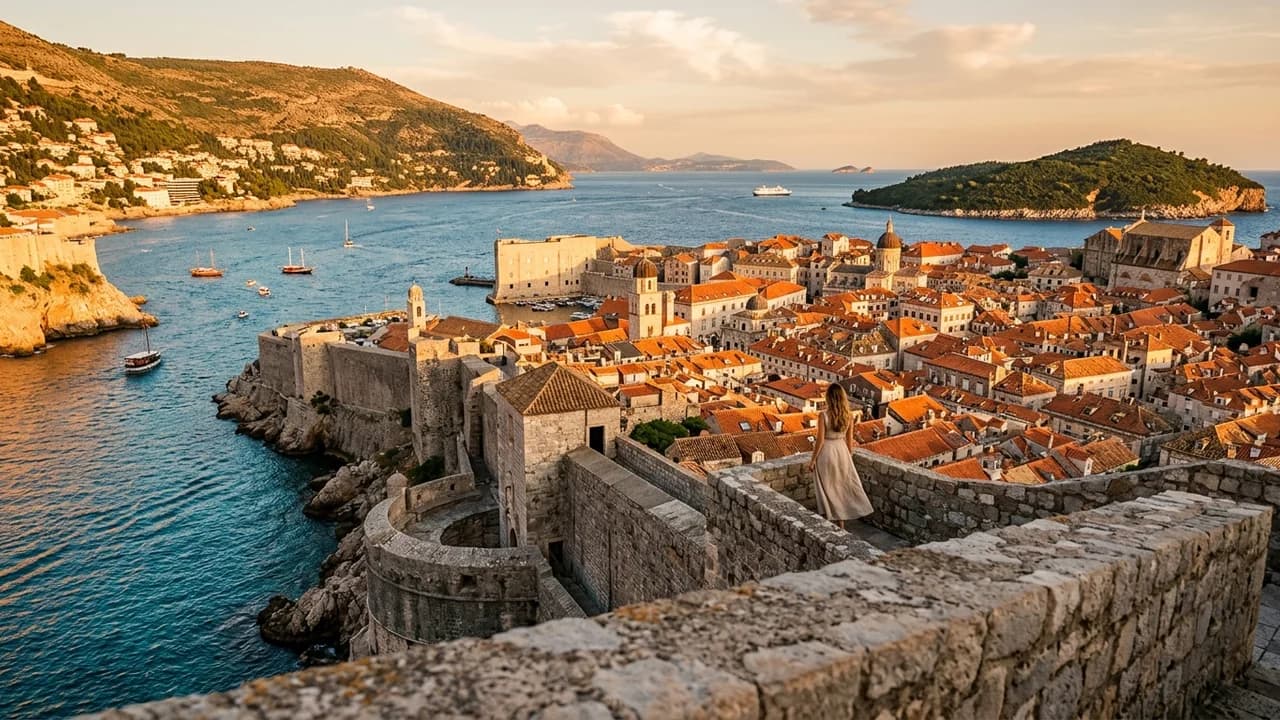 Iconic landmark in Dubrovnik, Croatia at golden hour