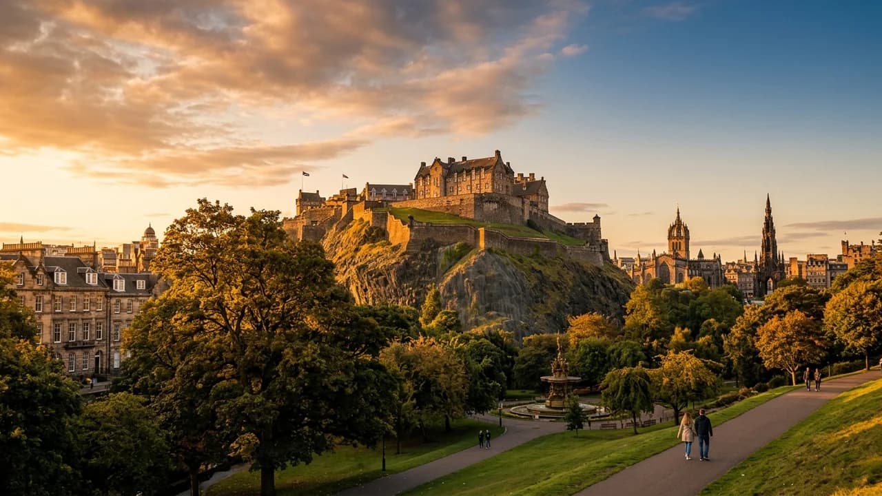 Iconic landmark in Edinburgh, the United Kingdom at golden hour