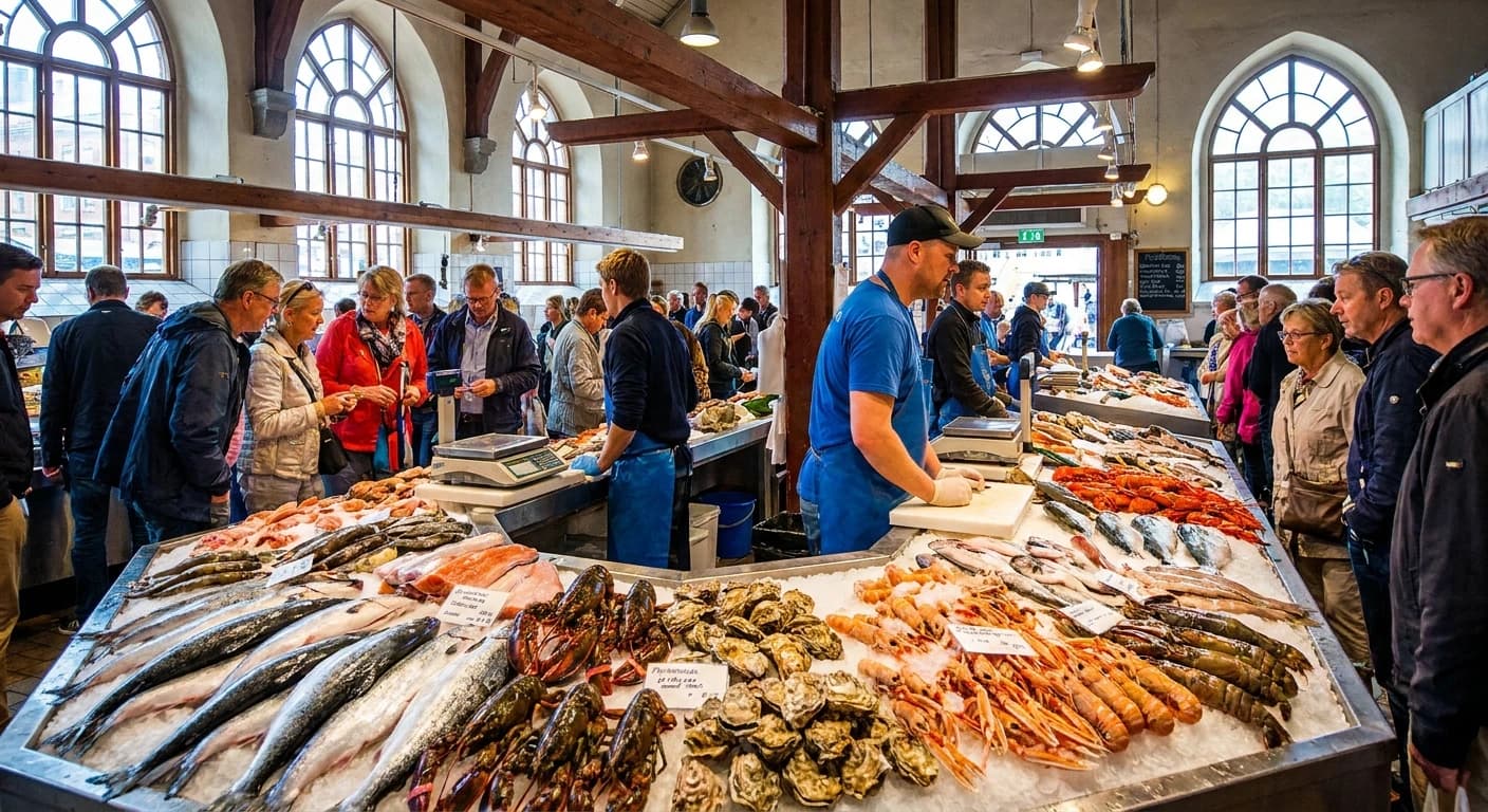 Fresh seafood at Feskekörka fish market
