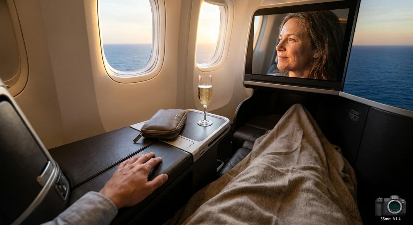 JetBlue Mint business class suite with lie-flat bed and privacy door