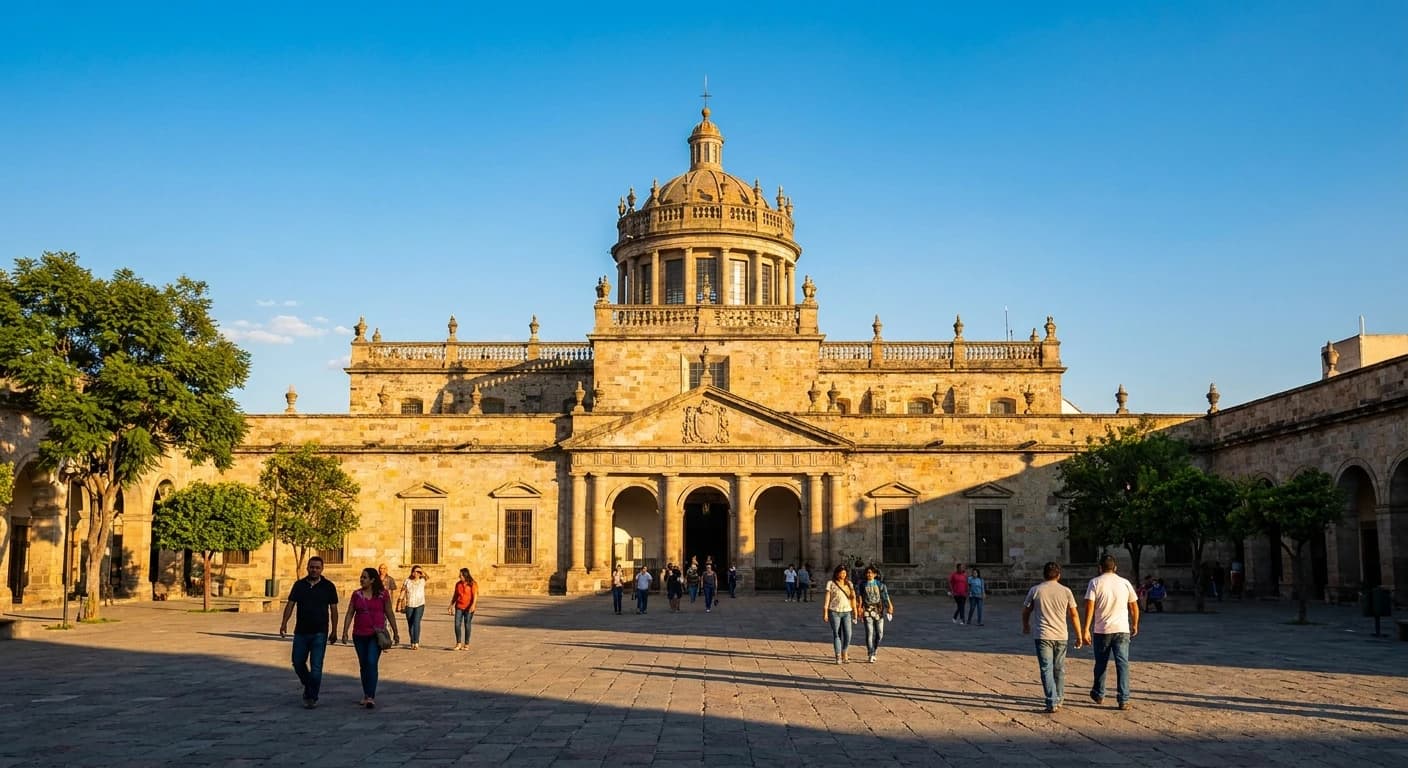Iconic Hospicio Cabañas UNESCO World Heritage Site in Guadalajara at golden hour