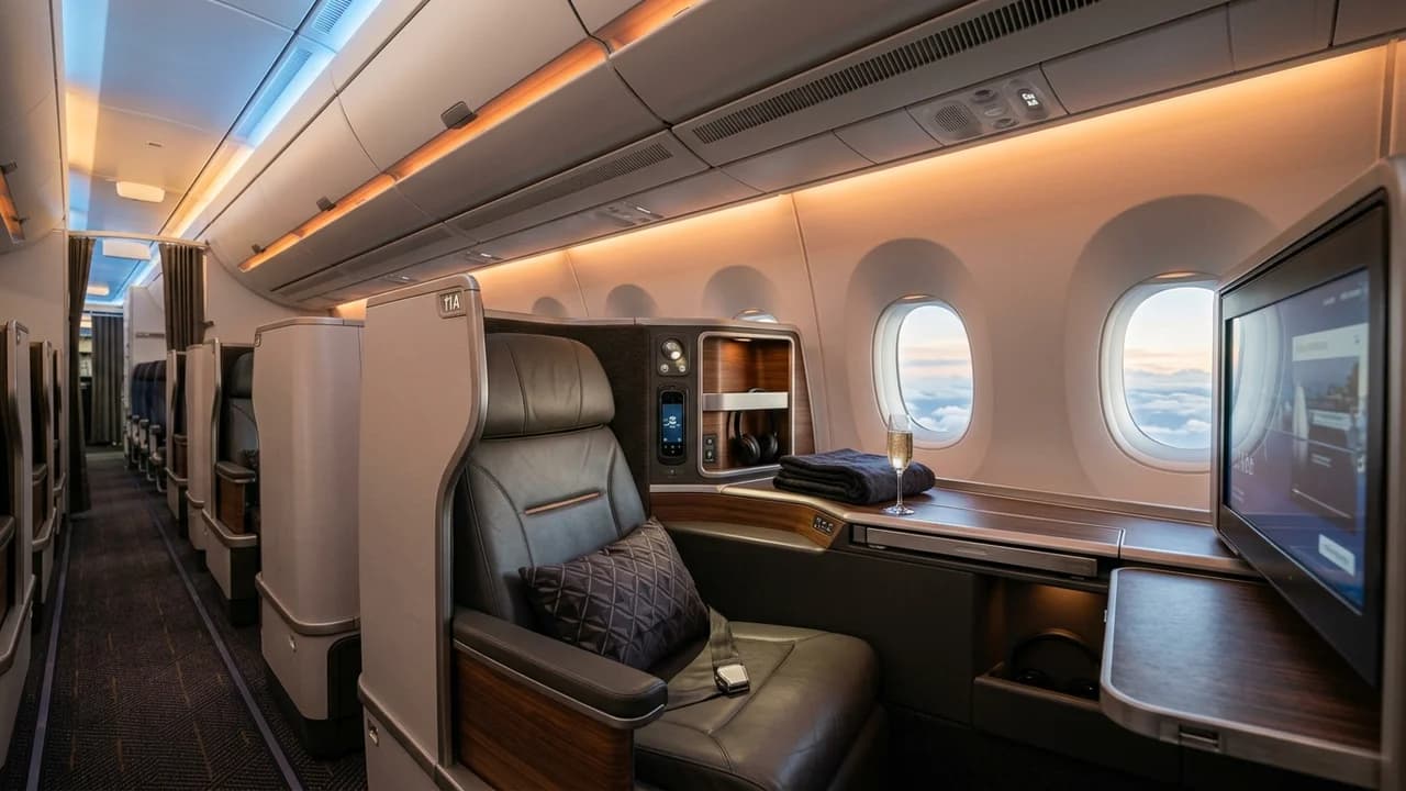 China Southern business class cabin with lie-flat suite and premium amenities