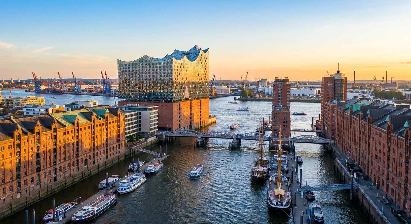 Hamburg harbor and HafenCity district