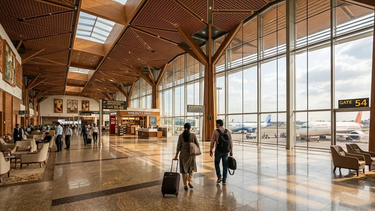 International terminal interior at Hyderabad airport