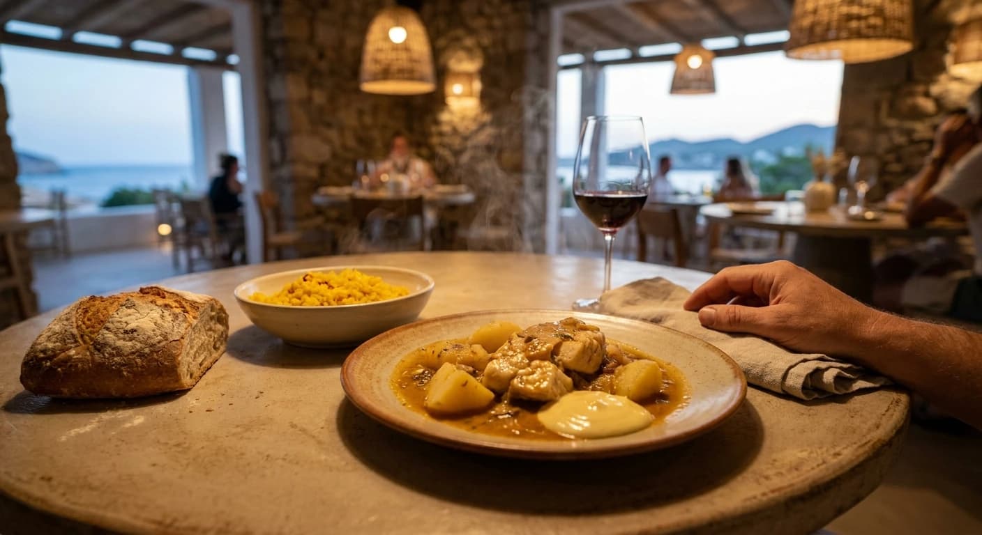 Elegant Mediterranean dining experience overlooking the sea in Ibiza