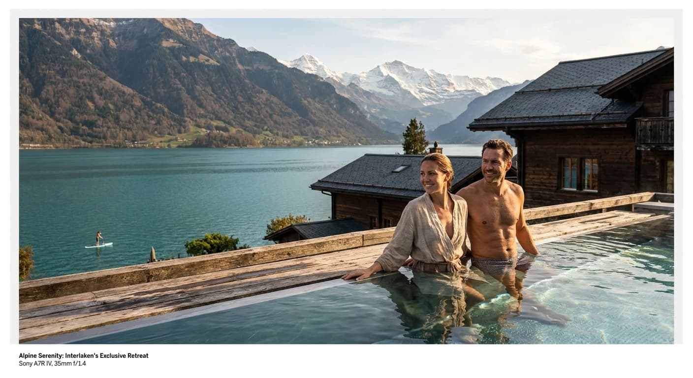 Luxury spa and wellness retreat with alpine mountain views in Interlaken