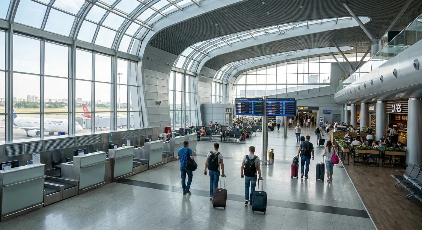 Modern international terminal at Boryspil International Airport Kyiv