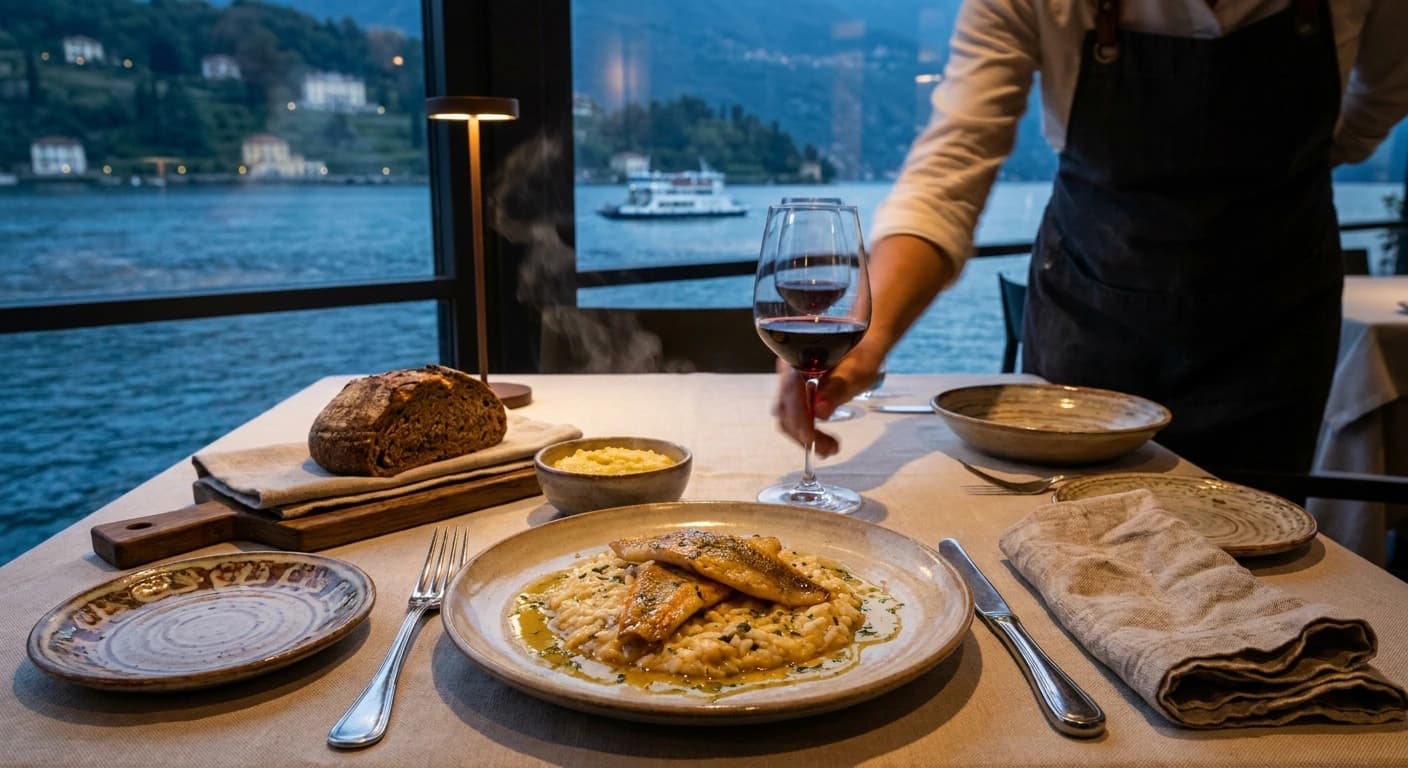 Michelin-starred lakeside dining at Lake Como with panoramic water views and Italian cuisine