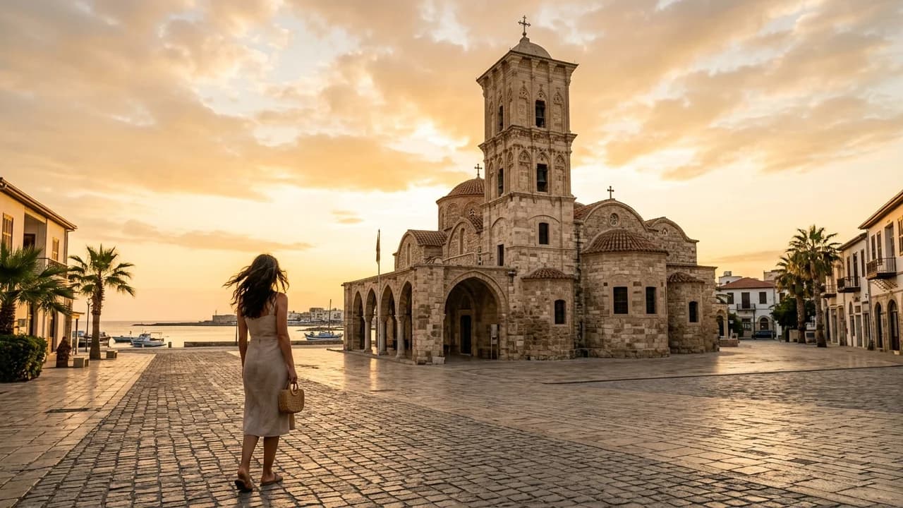 Iconic landmark in Larnaca, Cyprus at golden hour