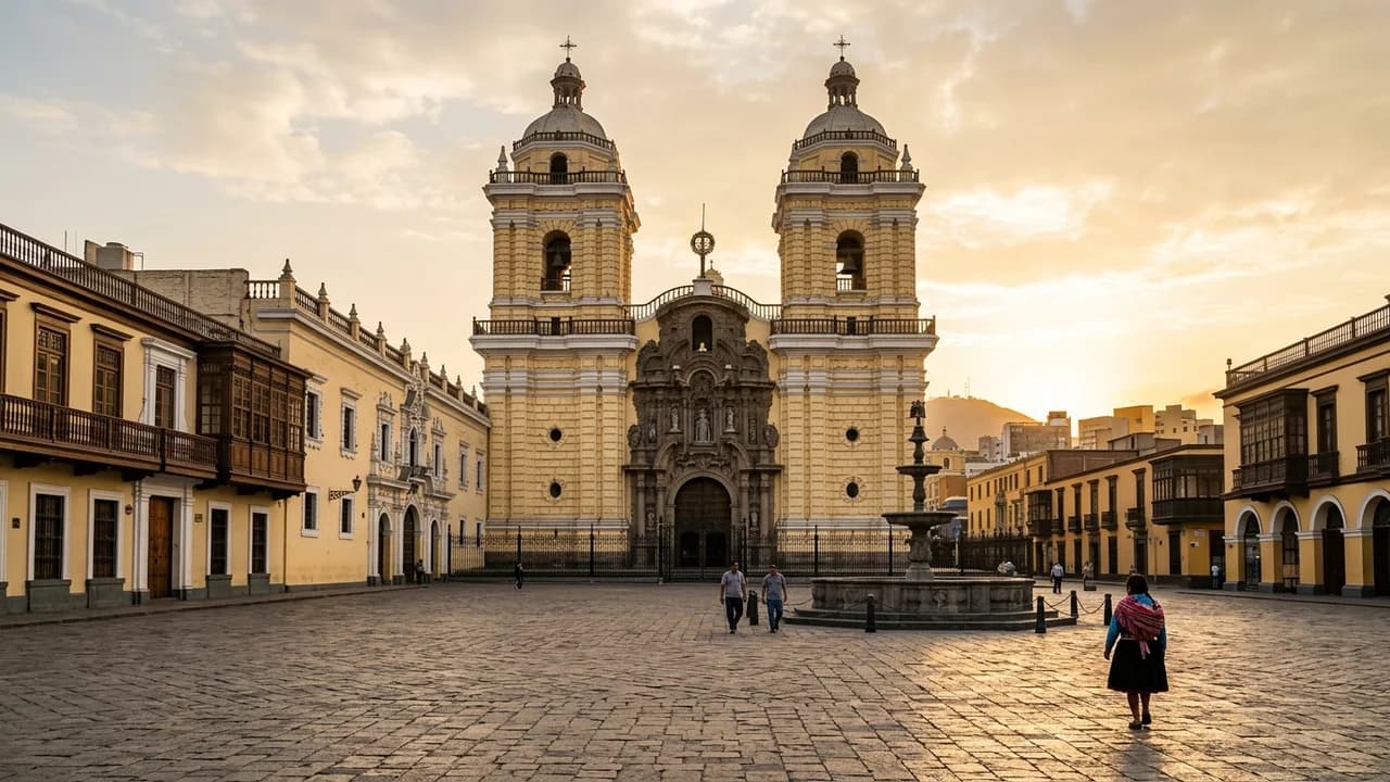 Iconic landmark in Lima, Peru at golden hour