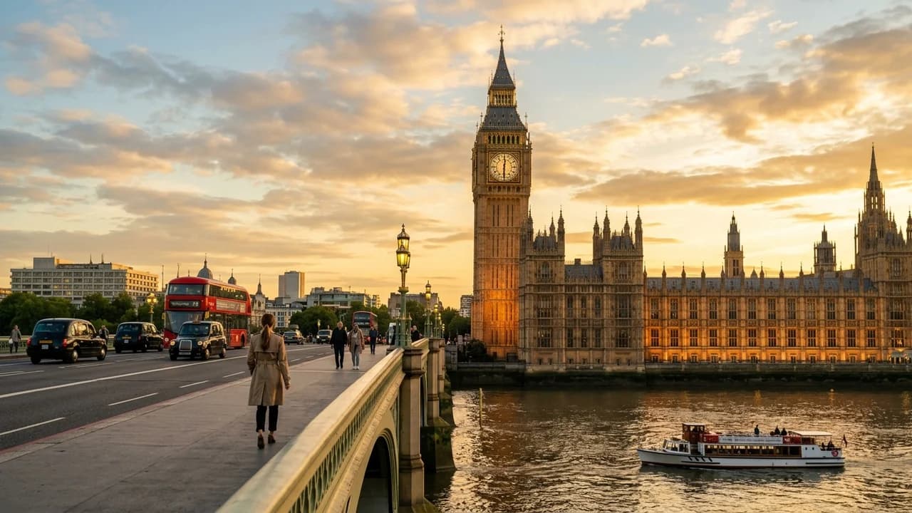 Iconic landmark in London, the United Kingdom at golden hour