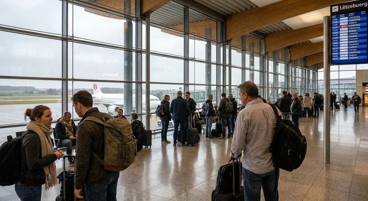Luxembourg Airport terminal interior with efficient arrivals hall