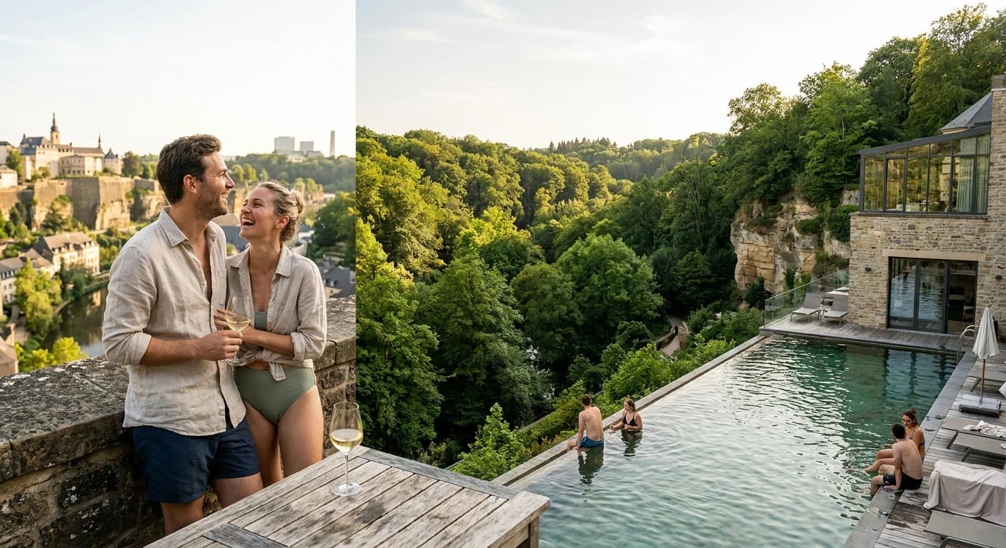 Luxury shopping district and Grand Rue pedestrian zone in Luxembourg City old town