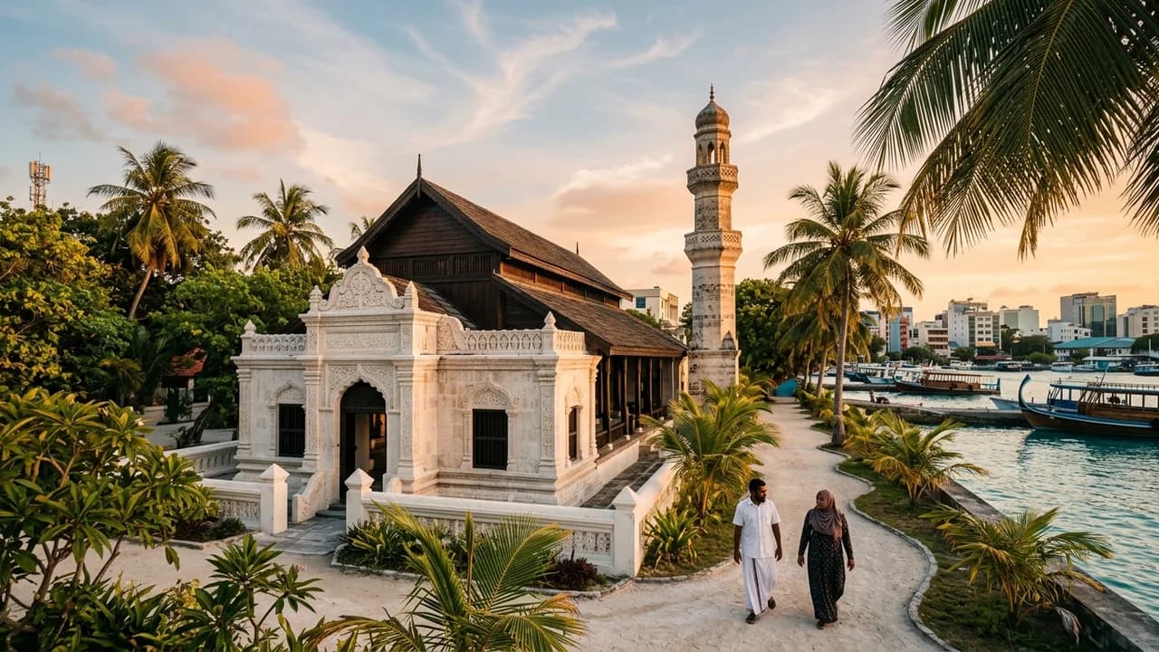 Iconic landmark in Malé, Maldives at golden hour