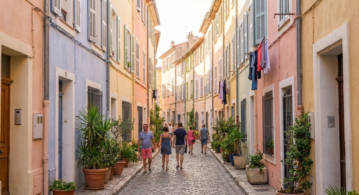 Colorful Le Panier neighborhood streets in Marseille