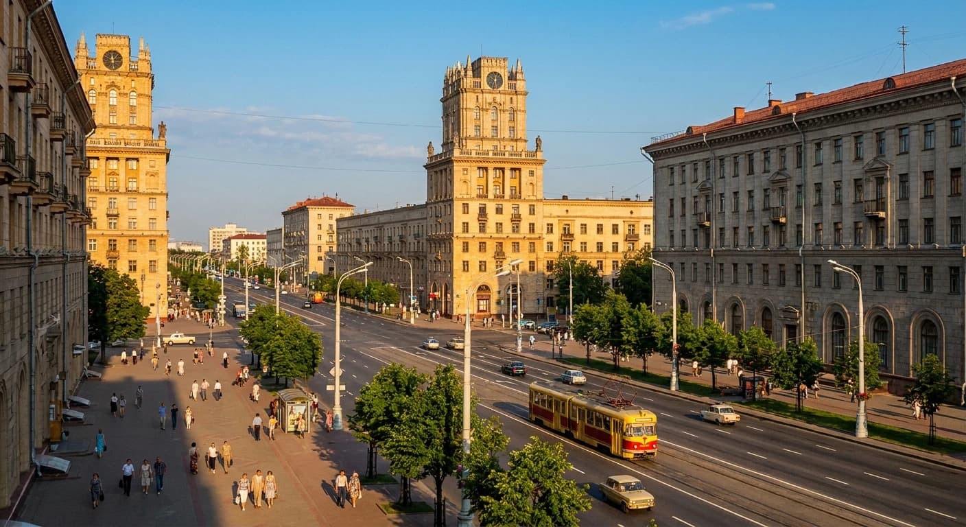 Independence Avenue and Soviet-era architecture in Minsk