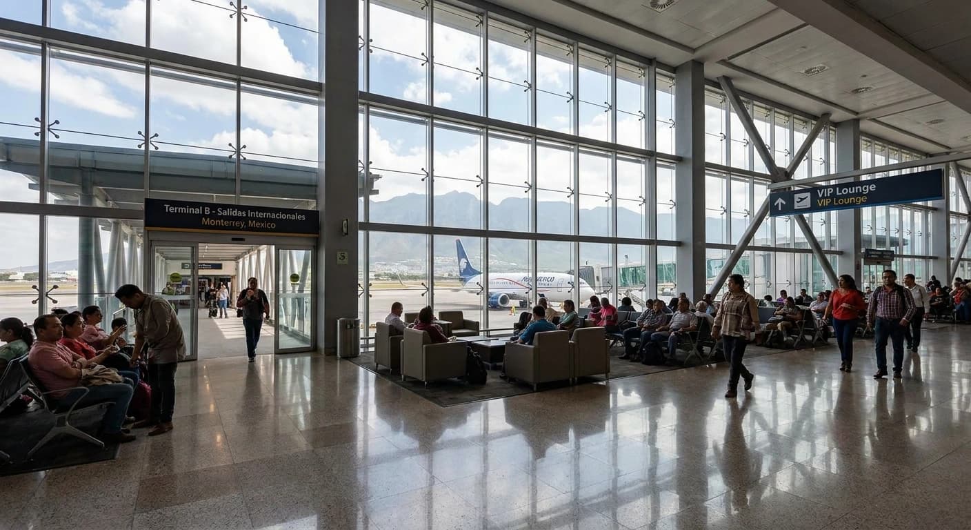 Modern international terminal at General Mariano Escobedo Airport in Monterrey