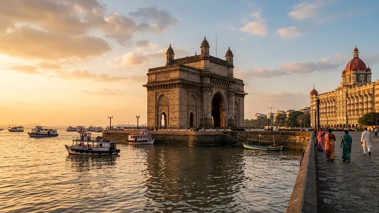 Iconic landmark in Mumbai, India at golden hour