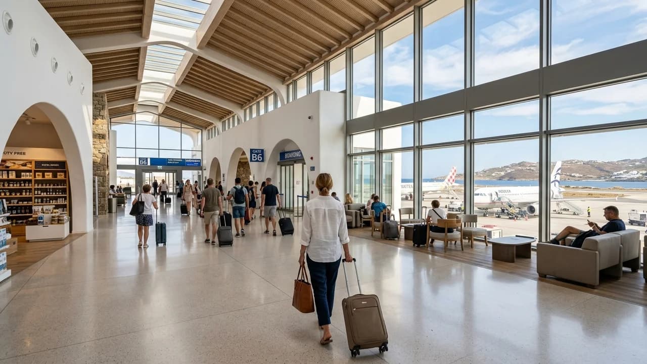 International terminal interior at Mykonos airport