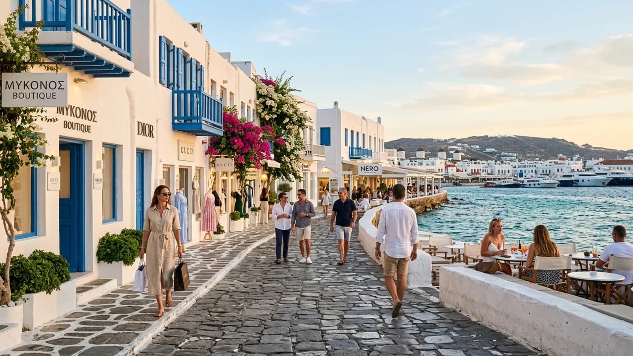 Premium shopping and leisure district in Mykonos